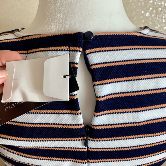 Banana Republic Navy, White, Peach Striped Sheath Dress Short Sleeve NWT - Picture 5 of 7
